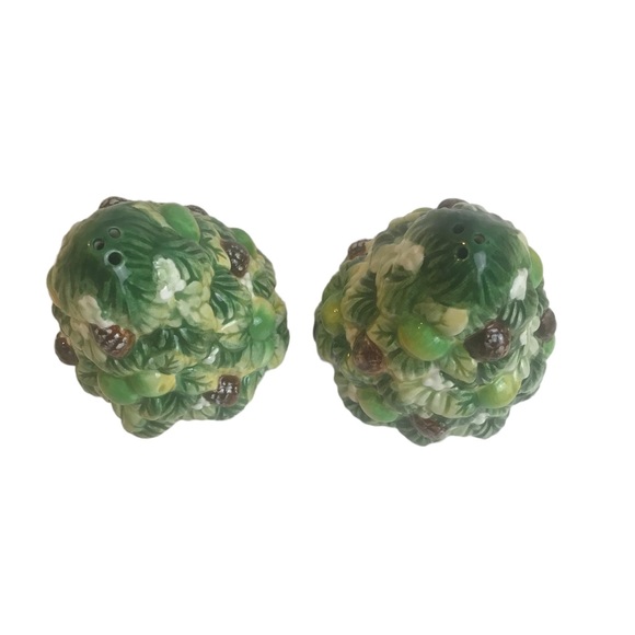 Vintage Fitz and Floyd Salt Pepper Shakers Winter Garden Topiary Holiday Decor - Picture 4 of 7